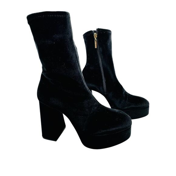 Larroudé Dolly retro Y2K Stretch Boot In Black Velvet Sz 10 - Picture 14 of 14